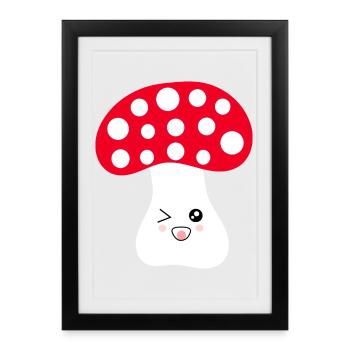 Toadstool, mushroom in the woods gift - Framed poster (27 × 37 cm) - black - Front