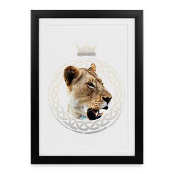 Lionne viking - Affiche encadrée (27 × 37 cm) - noir - Devant