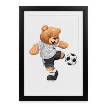 Teddy kicker in football look - Framed poster (27 × 37 cm) - black - Front