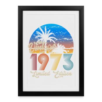 Cadeau d’anniversaire rond Vintage 1973 - Affiche encadrée (27 × 37 cm) - noir - Devant