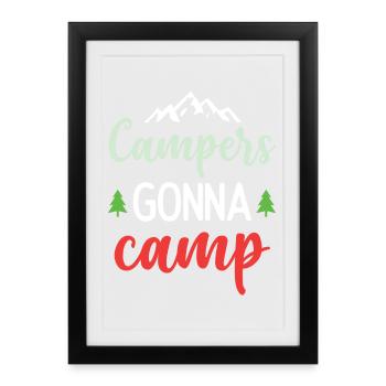 Campeurs qui vont au camp - Affiche encadrée (27 × 37 cm) - noir - Devant