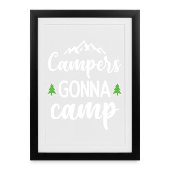 Campeurs qui vont au camp - Affiche encadrée (27 × 37 cm) - noir - Devant