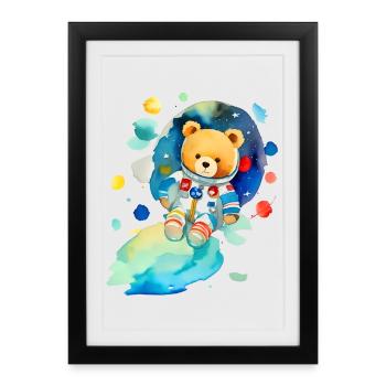 Teddy bear in space - Framed poster (27 × 37 cm) - black - Front