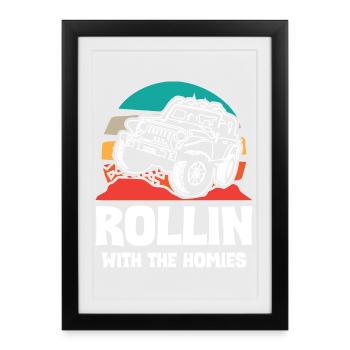Jeeps Rollin avec The Homies - Affiche encadrée (27 × 37 cm) - noir - Devant