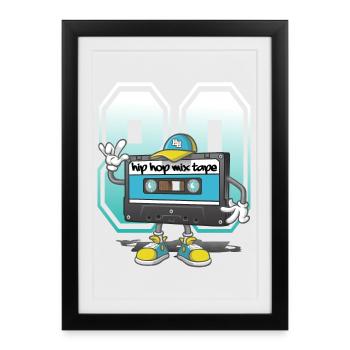hip hop mix tape - Affiche encadrée (27 × 37 cm) - noir - Devant
