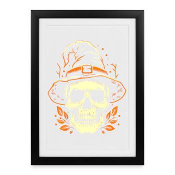 Skull in a hat - Framed poster (27 × 37 cm) - black - Front