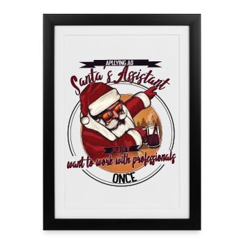 Santa’s Assistant – Lustiges Weihnachtsdesign - Gerahmtes Poster (27 × 37 cm) - Schwarz - Vorne