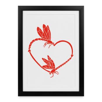 insectes amoureux (rouge) - Affiche encadrée (27 × 37 cm) - noir - Devant