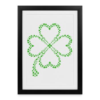 Trèfle vert fait de cœurs - Affiche encadrée (27 × 37 cm) - noir - Devant