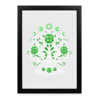 St Patrick's Day Tree of Life with Moon Phases - Framed poster (27 × 37 cm) - black - Front