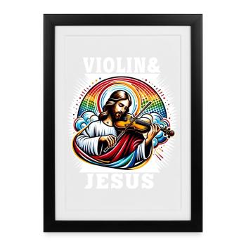 Violin and Jesus Christ music design - Framed poster (27 × 37 cm) - black - Front