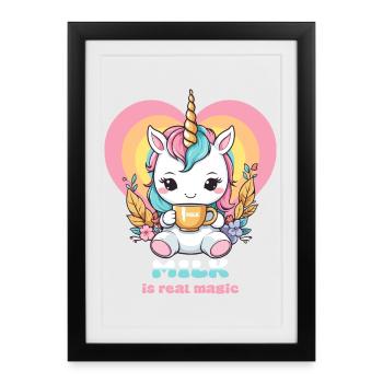 Licorne au lait sucré - Affiche encadrée (27 × 37 cm) - noir - Devant