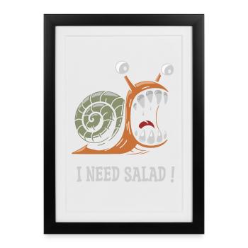 snail, I need salad! - Framed poster (27 × 37 cm) - black - Front