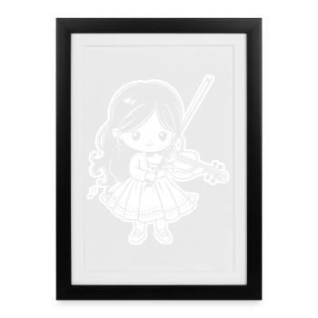 Violons Filles - Affiche encadrée (27 × 37 cm) - noir - Devant