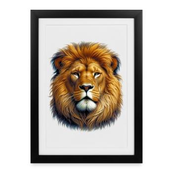 Lion - Framed poster (27 × 37 cm) - black - Front
