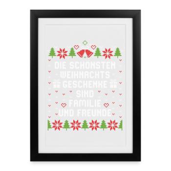 Die schönsten Weihnachtsgeschenke Familie Freunde - Gerahmtes Poster (27 × 37 cm) - Schwarz - Vorne