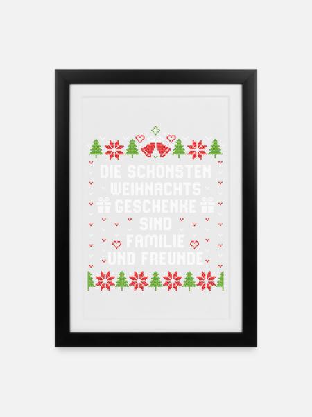 Die schönsten Weihnachtsgeschenke Familie Freunde - Gerahmtes Poster (27 × 37 cm) - Schwarz