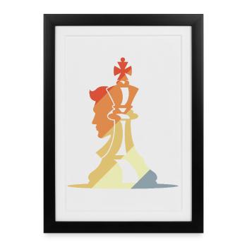 Croquis de joueur d’échecs rétro - Affiche encadrée (27 × 37 cm) - noir - Devant