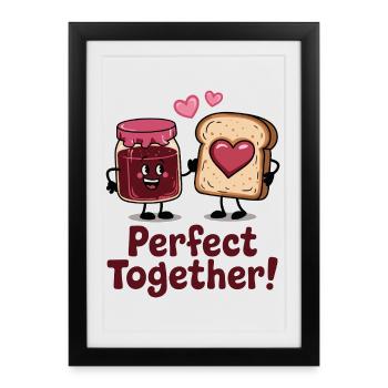 Parfaits Ensemble: Confiture et Toast - Affiche encadrée (27 × 37 cm) - noir - Devant