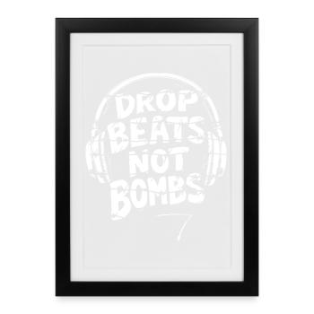 Drop bat pas les bombes Peace Frieden White - Affiche encadrée (27 × 37 cm) - noir - Devant