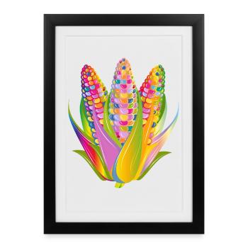 Colorful Vegetable Corn Design in Pop Art Style - Framed poster (27 × 37 cm) - black - Front