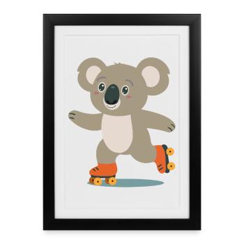 Roller Skate Koala – Cheerful Animal Motif Adventurer - Framed poster (27 × 37 cm) - black - Front