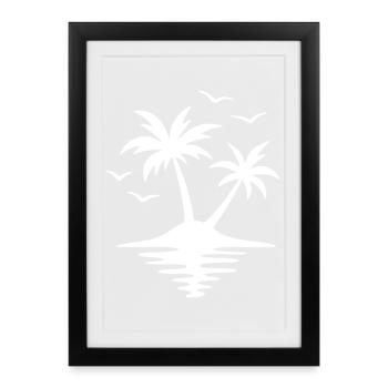 Silhouette de palmier coucher de soleil tropical - Affiche encadrée (27 × 37 cm) - noir - Devant