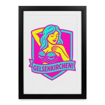 Gelsenkirchen Superstar en rose - Affiche encadrée (27 × 37 cm) - noir - Devant