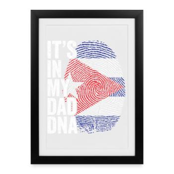 Drapeau Cuba Empreinte Papa Cubain - Affiche encadrée (27 × 37 cm) - noir - Devant