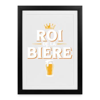 Roi De La Bière Couple Humour Apéro - Affiche encadrée (27 × 37 cm) - noir - Devant
