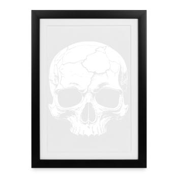 Abstrakter Schädel mit Rissen - Gerahmtes Poster (27 × 37 cm) - Schwarz - Vorne