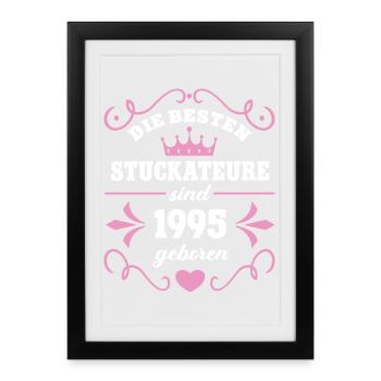 Plasterer Birthday Year of birth 1995 Born 95 - Framed poster (27 × 37 cm) - black - Front