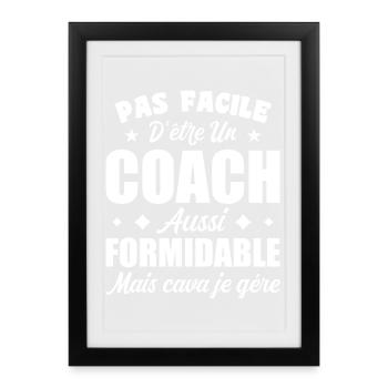 Coach Formidable Idée Cadeau Entraîneur Drôle - Affiche encadrée (27 × 37 cm) - noir - Devant