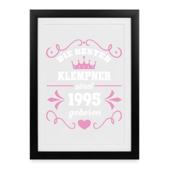 Plumber Birthday Vintage 1995 Born 95 - Framed poster (27 × 37 cm) - black - Front