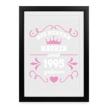 Bricklayer Birthday Vintage 1995 Born 95 - Framed poster (27 × 37 cm) - black - Front