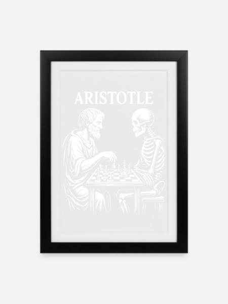 Aristoteles gegen Skeleton Schach - Gerahmtes Poster (27 × 37 cm) - Schwarz
