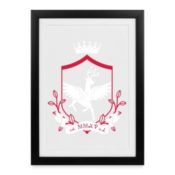 Winged deer – noble heraldic animal forest - Framed poster (27 × 37 cm) - black - Front
