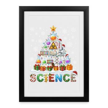 Science Christmas Tree Lab Equipment Gift - Framed poster (27 × 37 cm) - black - Front