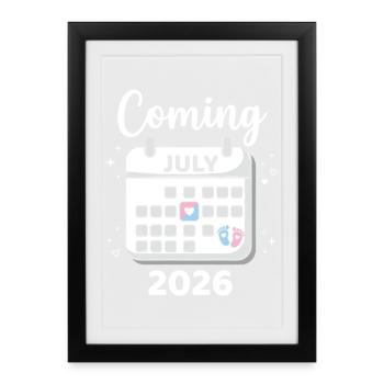 Cadeau drôle de baby shower de juillet 2026 - Affiche encadrée (27 × 37 cm) - noir - Devant