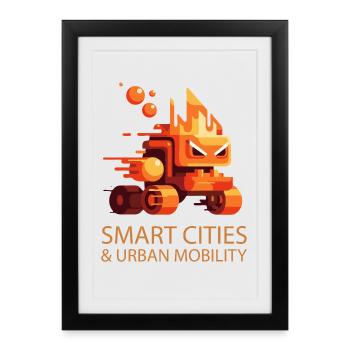 Smart Cities Urban Mobility - Framed poster (27 × 37 cm) - black - Front