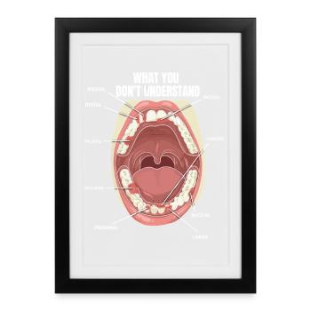 Surfaces dentaires Assistant dentaire Dentiste - Affiche encadrée (27 × 37 cm) - noir - Devant