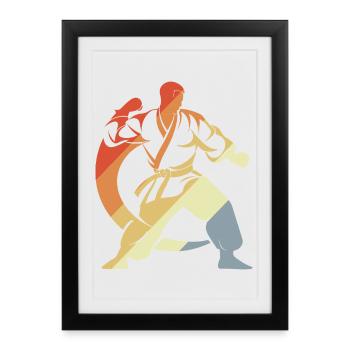 Croquis de Karateka - Affiche encadrée (27 × 37 cm) - noir - Devant