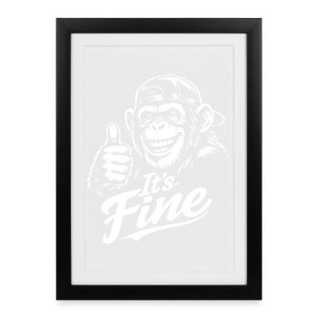 Happy Monkey Thumbs Up - Framed poster (27 × 37 cm) - black - Front