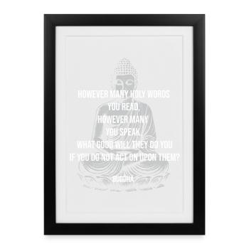 Citation du Bouddha : Agir selon la sagesse - Affiche encadrée (27 × 37 cm) - noir - Devant