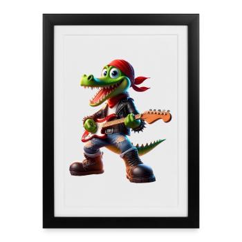 Crocodile rocker à la guitare - Affiche encadrée (27 × 37 cm) - noir - Devant