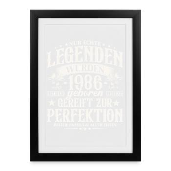 1986 Vintage Born Legends Birthday Gift - Framed poster (27 × 37 cm) - black - Front