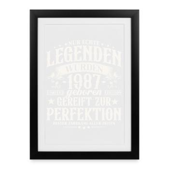 Cadeau d’anniversaire Born Legends du Vintage 1987 - Affiche encadrée (27 × 37 cm) - noir - Devant