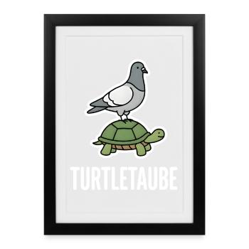 Turteltaube lustiges Wortspiel Taube Schildkröte - Gerahmtes Poster (27 × 37 cm) - Schwarz - Vorne