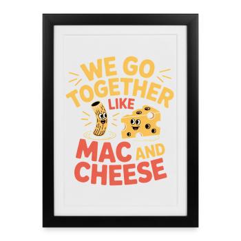 Design du couple de meilleurs amis macaronis au fromage - Affiche encadrée (27 × 37 cm) - noir - Devant