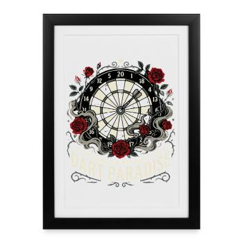 Paradis des fléchettes, T-shirt d’idée-cadeau, Sweat à capuche, Tasse - Affiche encadrée (27 × 37 cm) - noir - Devant